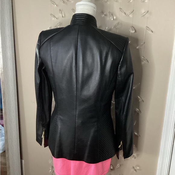Dana Buchman Leather Gold Square Button Jacket - Picture 10 of 16